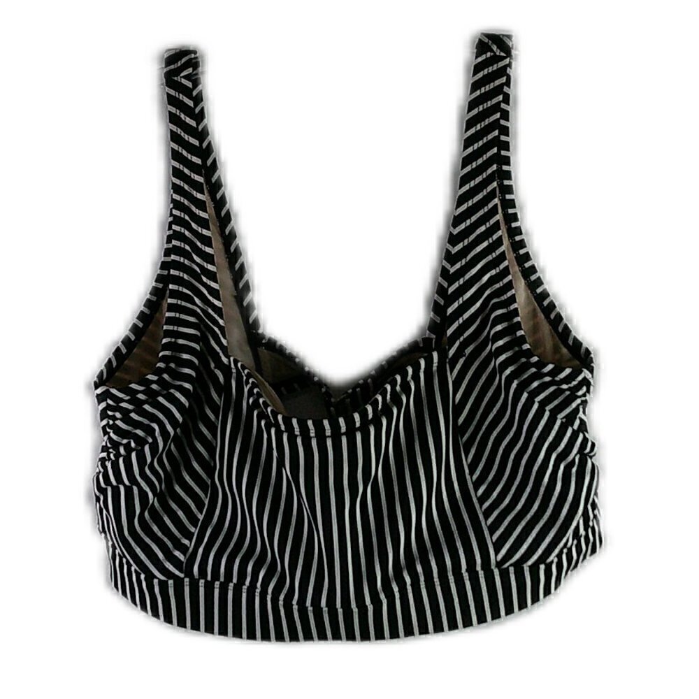 Kona Sol - Black/White Striped Bathing Suit Top - Size 22W